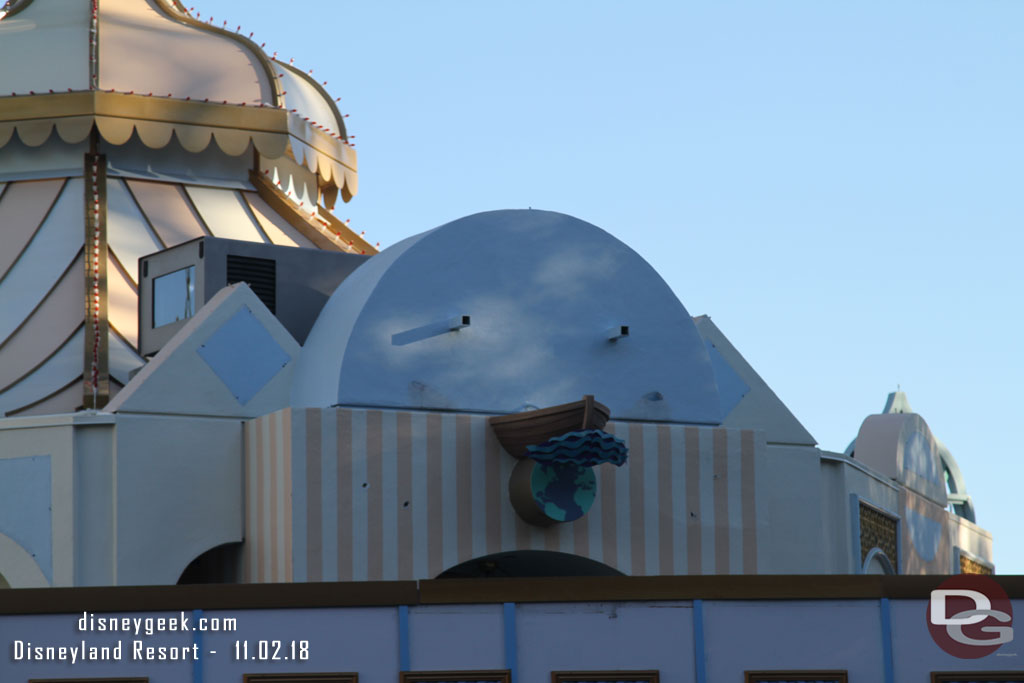 The toy shop sign is removed for the renovation work.