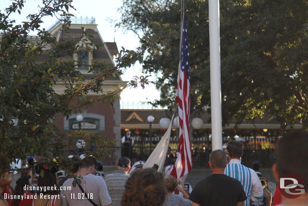 Arrived in Town Square just as the flags were being lowered.