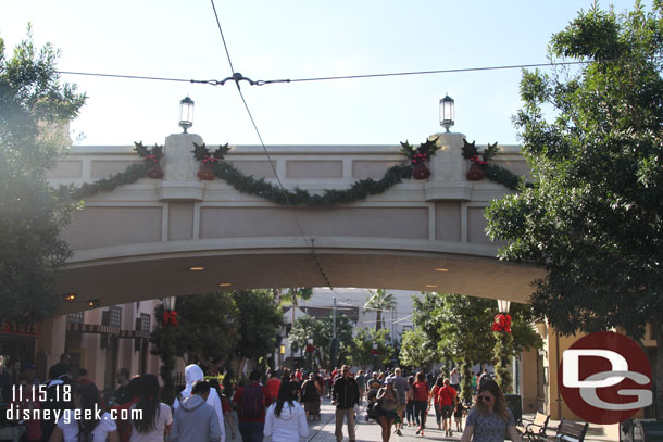 Buena Vista Street is decked out for the season.