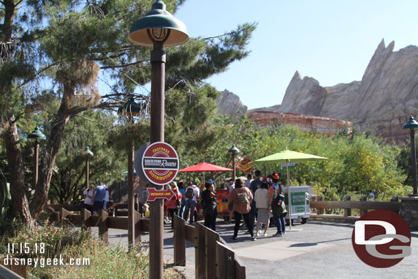 FastPass distribution for Radiator Springs Racers was almost done for the day already.  Our group picked up some for early afternoon early.