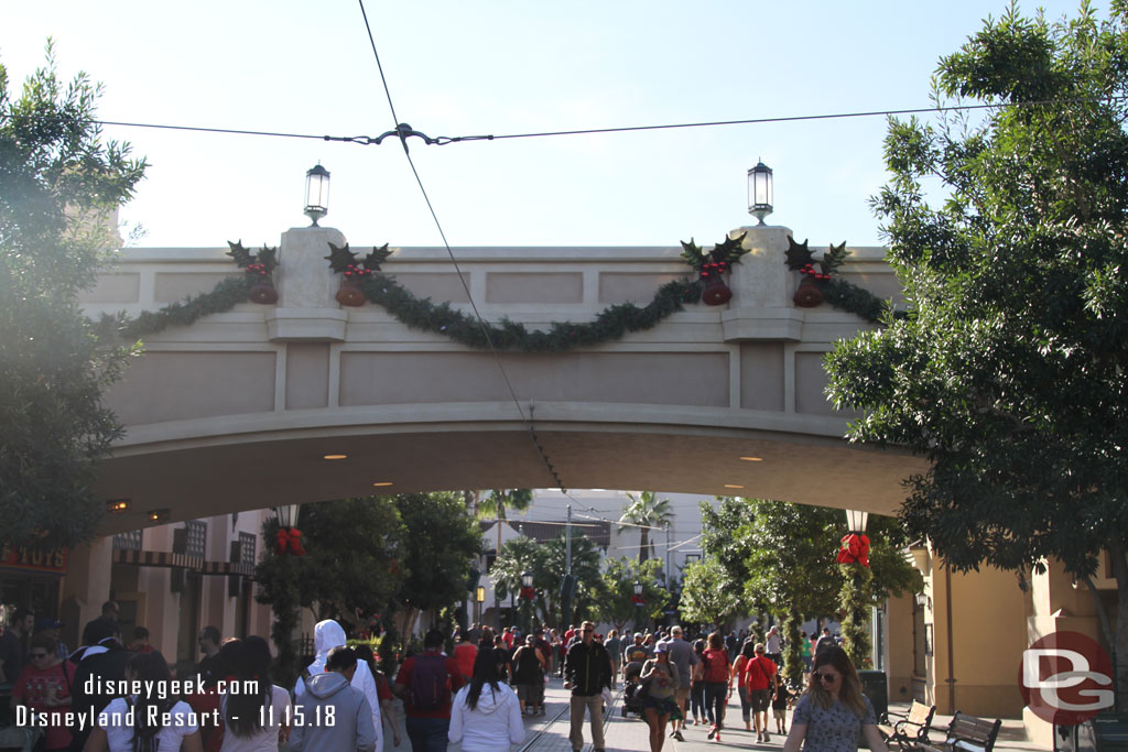 Buena Vista Street is decked out for the season.