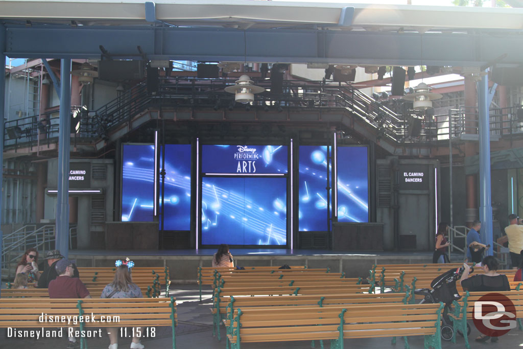 The stage was being prepared for a dance group.