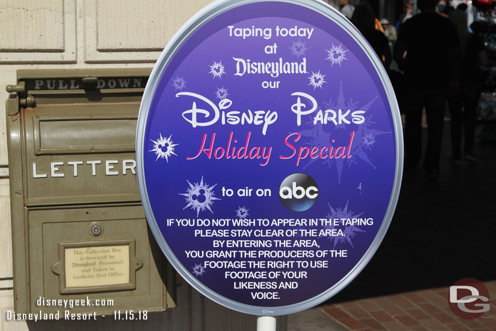 Disney Parks Holiday Special Taping going on today.  Earlier this morning they did the parade and this afternoon and evening performances in front of the castle.