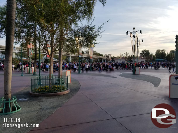 The line to enter Disneyland at 7:42am, the park opens at 8am but they were letting guests onto Main Street USA.