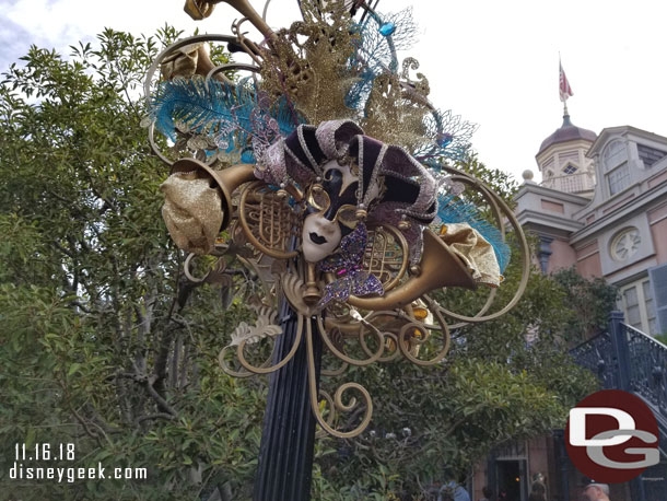 New Orleans Square Christmas decorations.  It was just after 10am and some of the group went to visit Indiana Jone and the rest to rest.