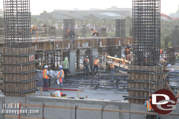 A closer look at the concrete pour that was just getting starting.