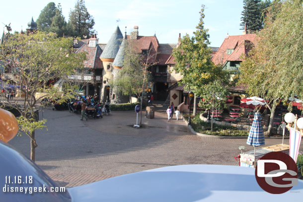 Soaring over Fantasyland at 8:12am.