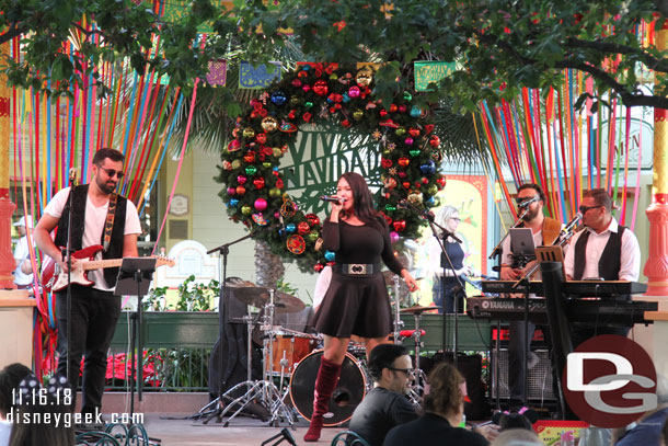 Bands throughout the festival of holidays will be performing in the Bandstand.  Here the Tina Aldana Band is on the stage