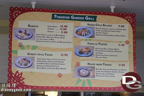 Paradise Garden Grill Festival of Holidays menu