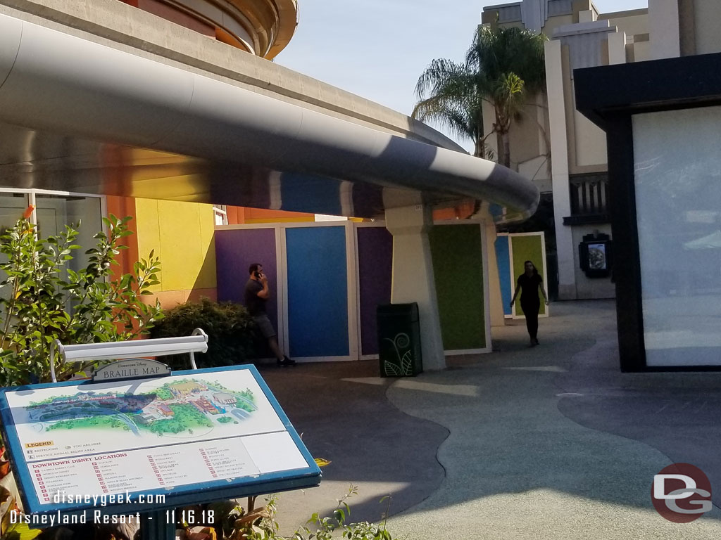 Walls up on the walkway by the restrooms.  They appeared to still be open but I did not walk down that way.