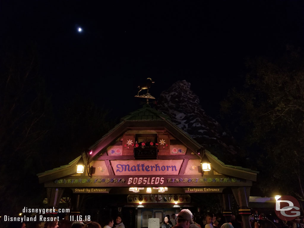 A quick look at the new Matterhorn entrance after dark.