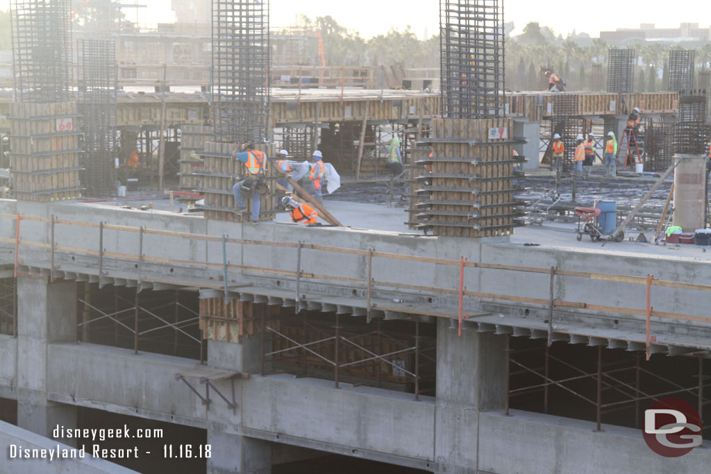 In the foreground work on the forms in the background the concrete pour that was underway.