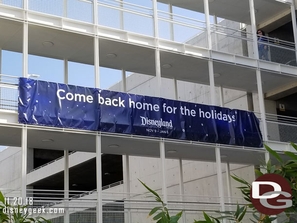 The exit banner as you leave the Mickey and Friends parking structure.