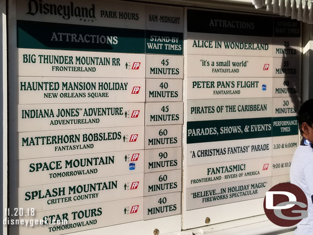 Disneyland wait times at 1:44pm