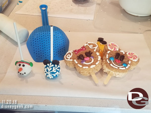 Some holiday offerings at Trolley Treats on Buena Vista Street in Disney California Adventure.