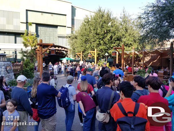 The FastPass return for Soarin was really backed up.  The switchbacks up near the entrance were full and the queue spilled out to the walkway.