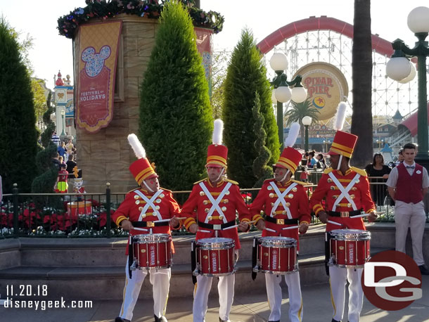 Holiday Toy Drummers performing by the Obelisk for Festival of Holidays.