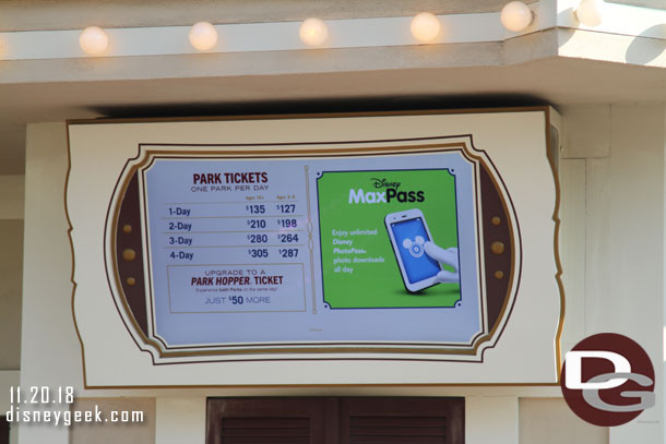 $135 for a 1 day 1 park ticket today.  Disney announced a ticket deal.  Check our blog for the press release and details.