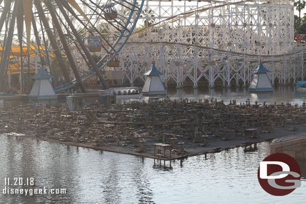 Work continues on the World of Color Platform. No announced return date but they are testing after hours now.