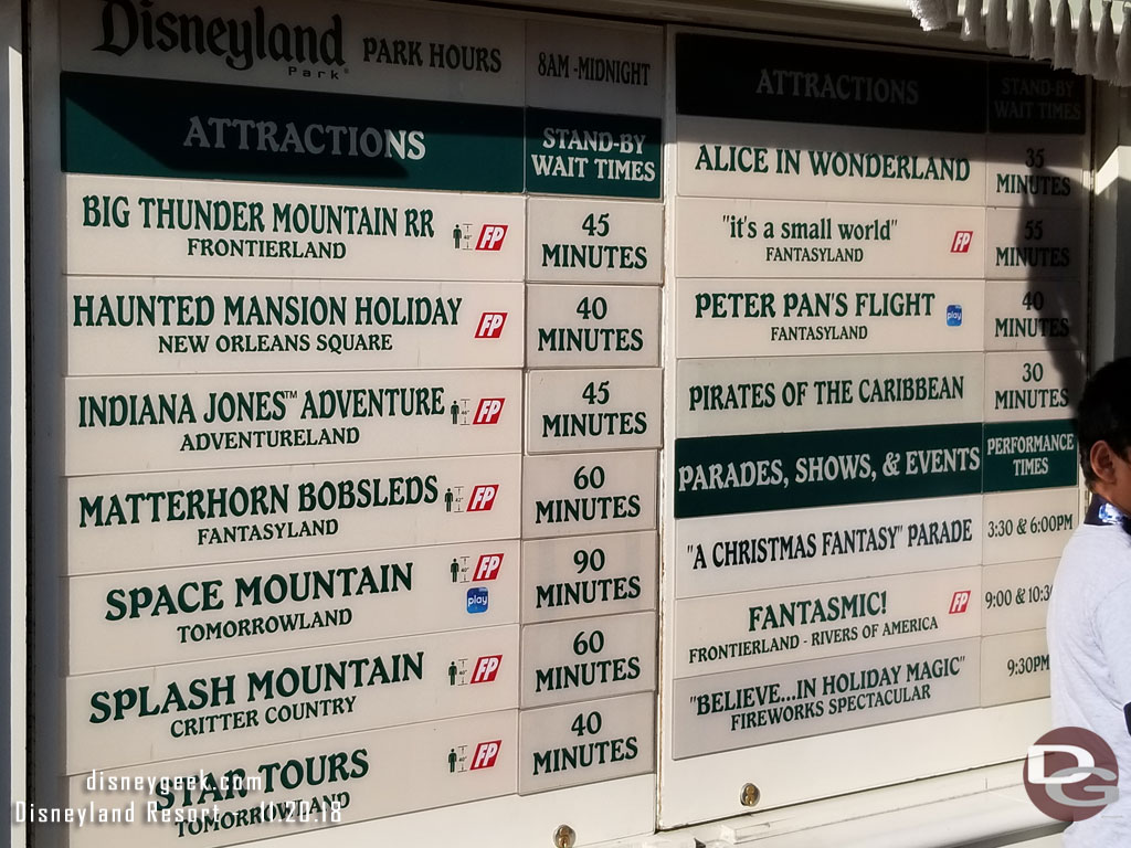 Disneyland wait times at 1:44pm