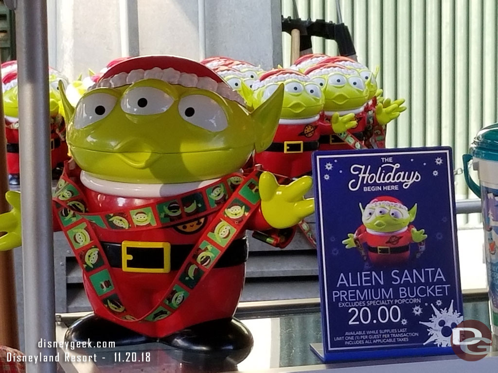 Alien Santa popcorn buckets are still plentiful.