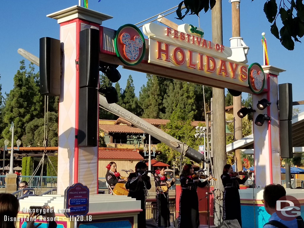 Mariachi Divas performing on the Pacific Wharf stage for the Festival of Holidays.