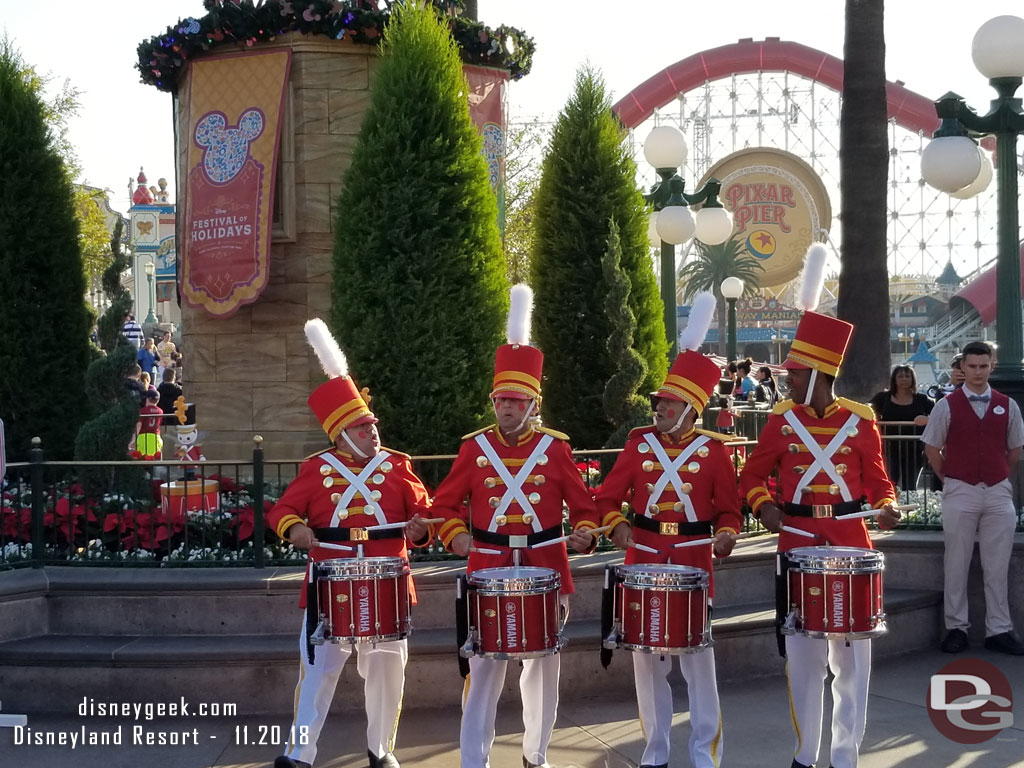 Holiday Toy Drummers performing by the Obelisk for Festival of Holidays.