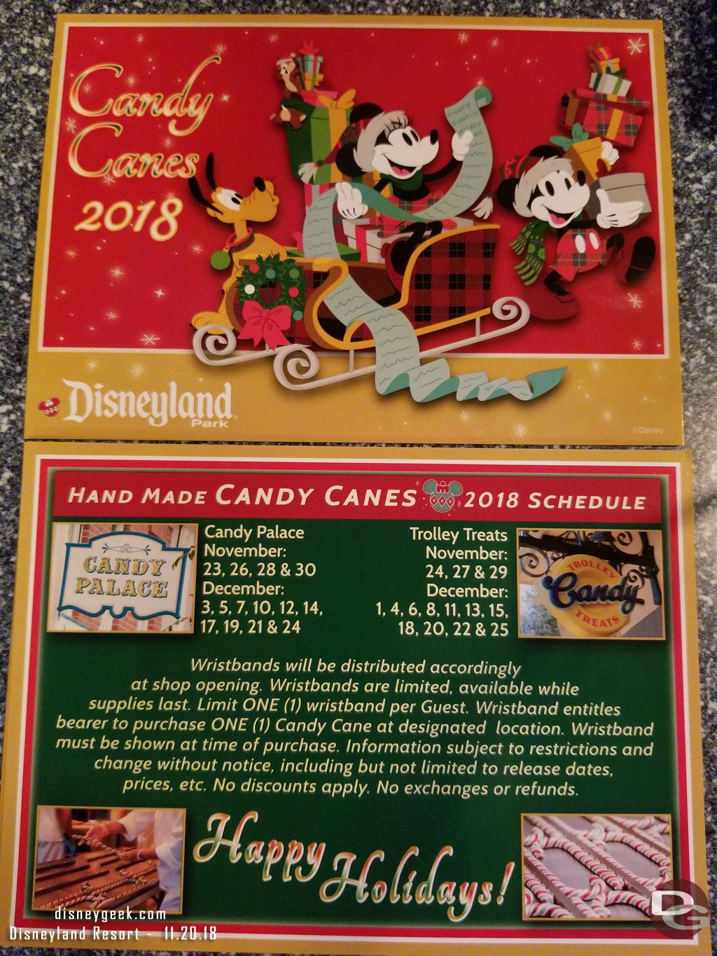 Candy Cane season starts Friday.  Here is the schedule for both parks for this season.