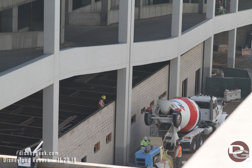 Work continues on the building taking shape under the lower ramp.