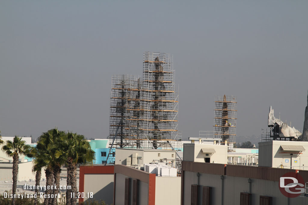 Not a lot of visible progress on the back three spires.  The one in the middle of the picture is having concrete added/sculpted.