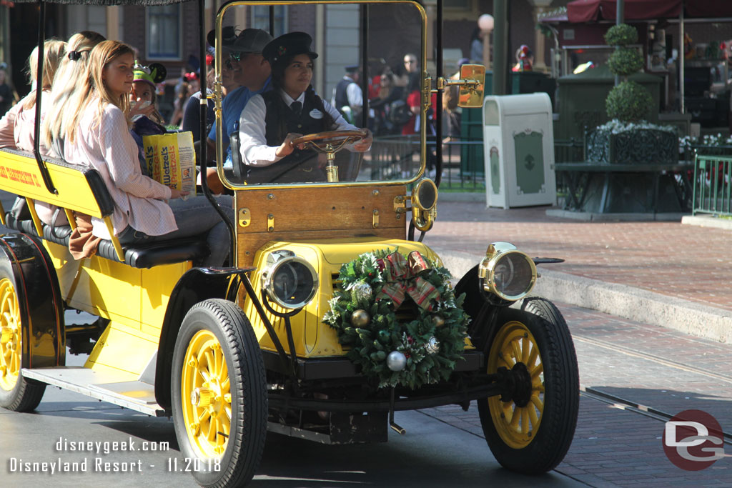 Main Street vehicles decorated for the season and making the rounds today.