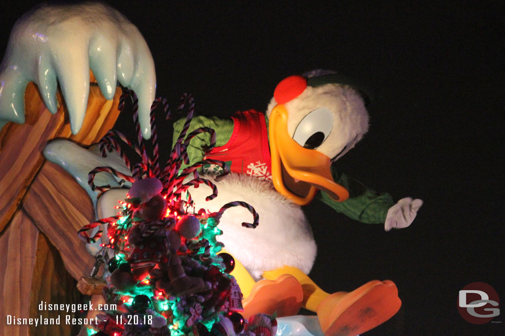 Donald Duck in A Christmas Fantasy Parade at Disneyland