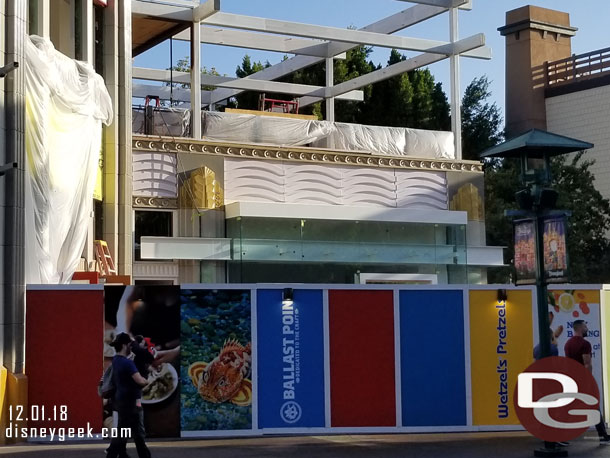 Work continues on Wetzel's Pretzels and the patio above it.