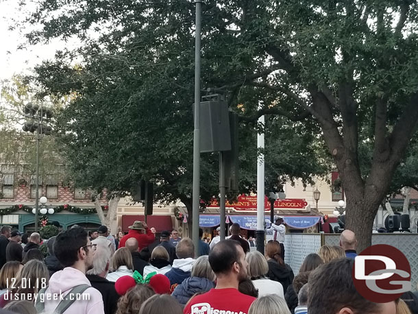 The Flag Retreat Ceremony this evening was a recording only but still some military veterans assembled in the reduced area.