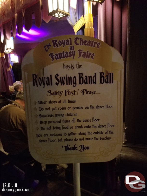 The Royal Theatre at Fantasy Faire was hosting the Royal Swing Band Ball since it was Saturday night.