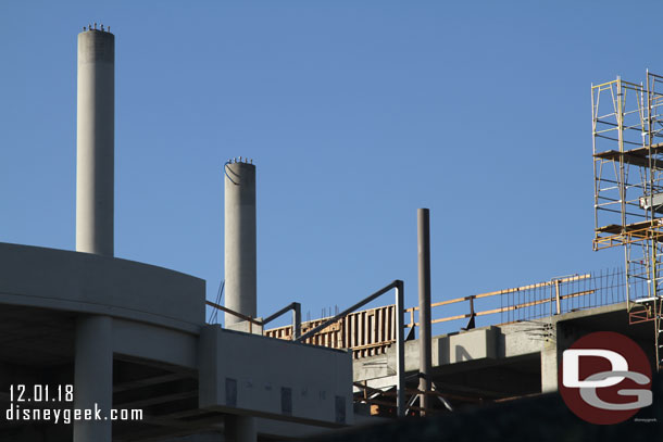 A closer look at the steel rising toward the 6th level.