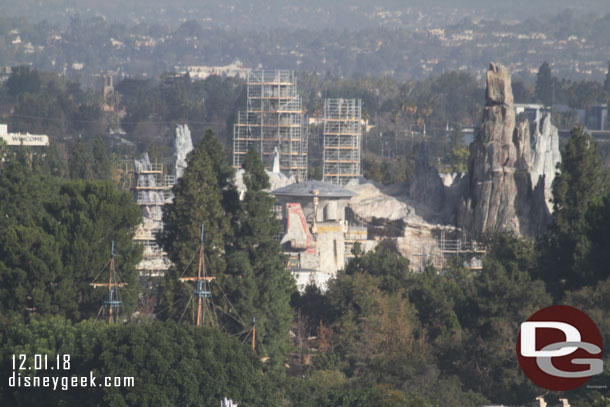 Looking over toward Star Wars: Galaxy's Edge you can see part of a spacecraft.