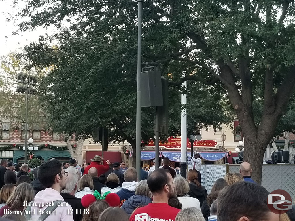 The Flag Retreat Ceremony this evening was a recording only but still some military veterans assembled in the reduced area.