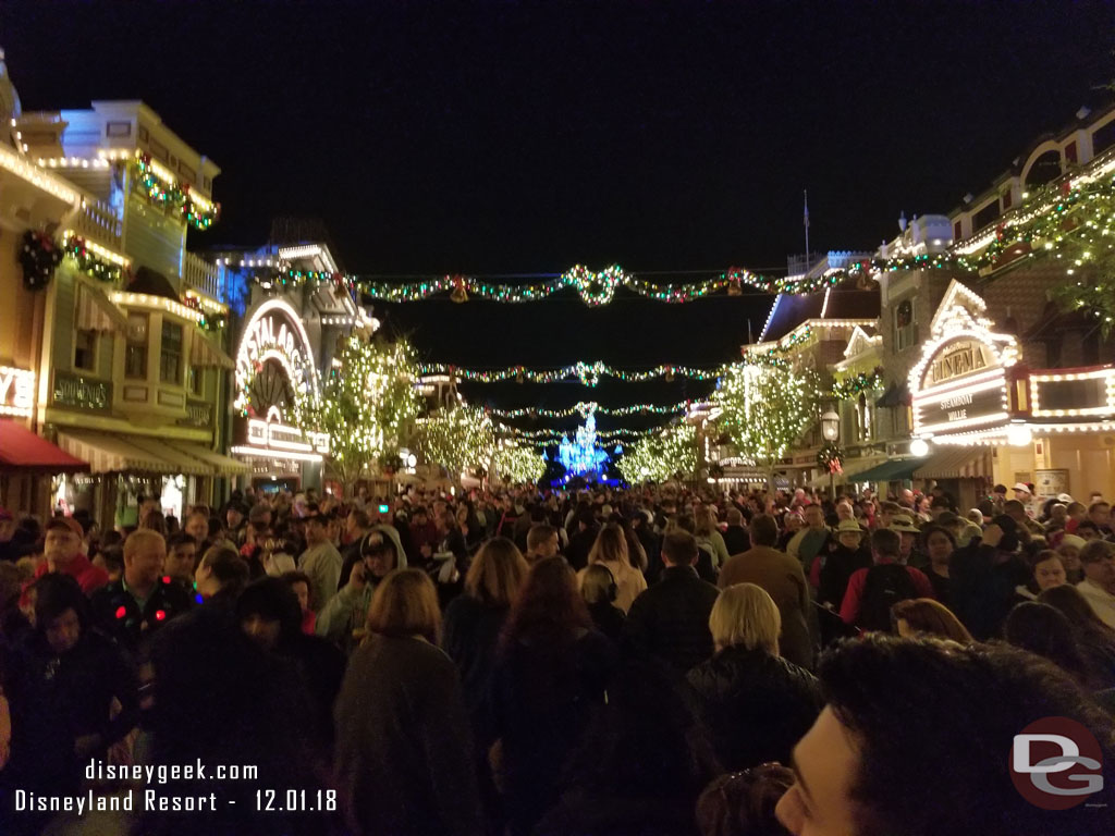 The street was full.  The center was for guests exiting the show, on either side stand by guests for the 7:45pm performance and the sidewalks for guests entering and exiting the park.  