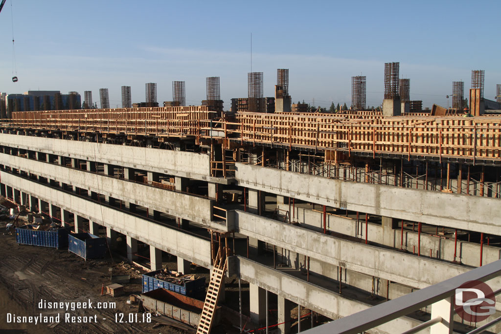 Moving around to the side facing the tram stop.  The forms are still up for the walls on the 5th floor but they have been poured inside.