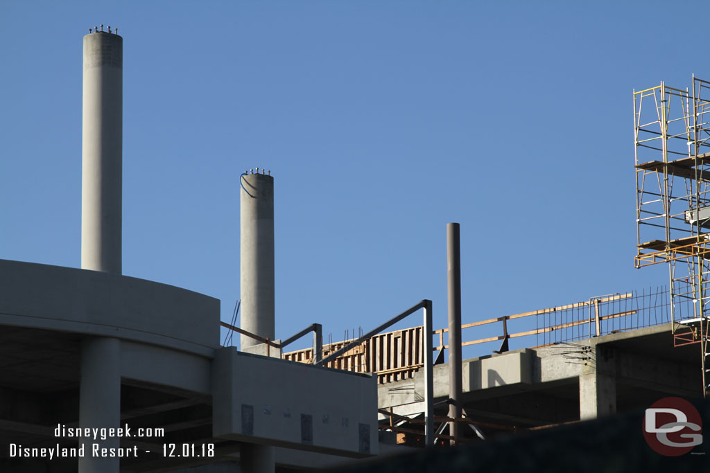 A closer look at the steel rising toward the 6th level.