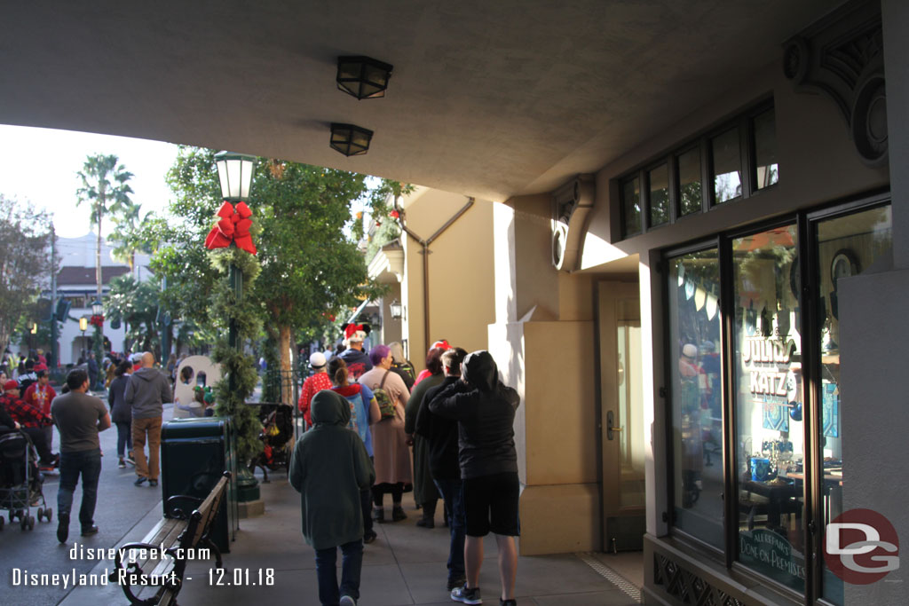 First stop today, Disney California Adventure.  This line is for Candy Canes (well wrist bands to buy candy canes).