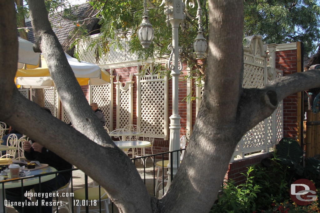 The construction walls are down from around the wall between Jolly Holiday and the Tiki Garden.