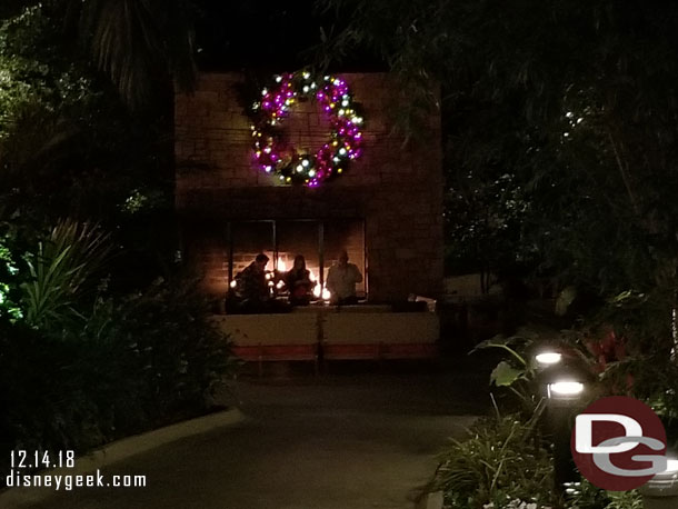 Some decorations around the fireplace area.