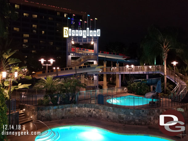 Disneyland Hotel pools were quite this cool evening.