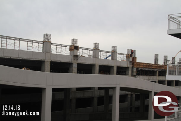 On the left supports for the 6th floor/roof level going up.  On the right they are finishing up the 5th floor.