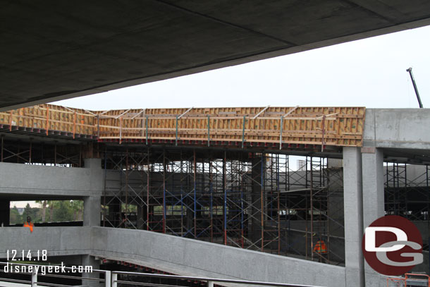 A closer look at the final portion of the ramp to the 6th floor/roof that joins in at the connection span between the garages.