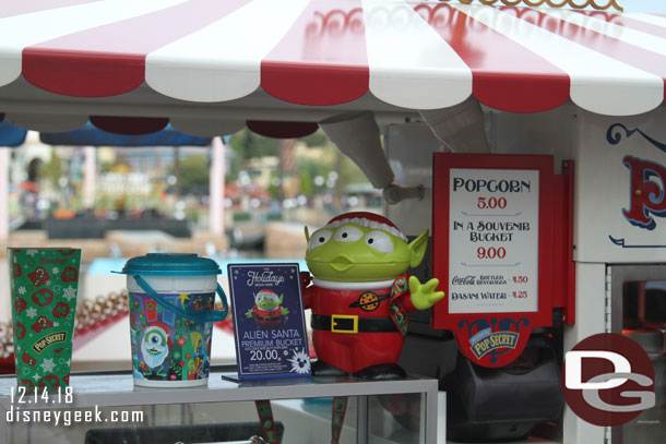 Plenty of Holiday Popcorn buckets still in stock around the parks.