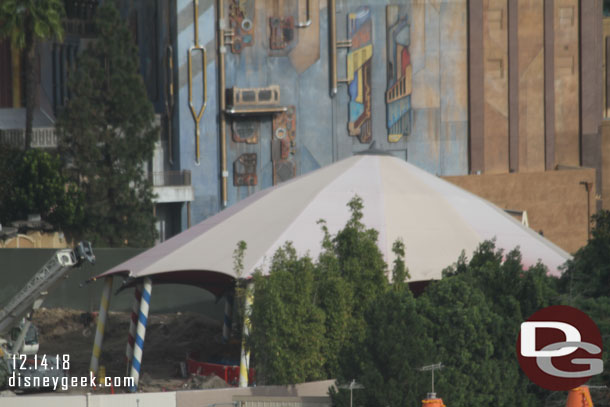 The canopy structure for Tuck and Rolls is still up.  Wonder if that is being re-used.  Or they just have not gotten to the point of removing it yet.