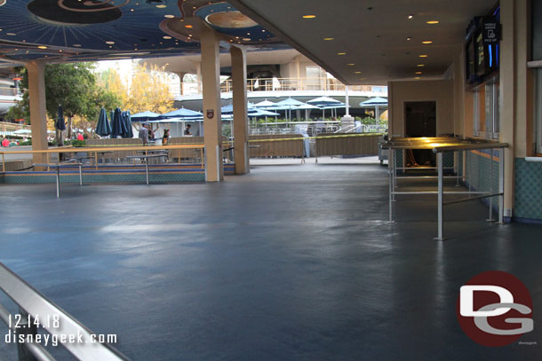 The main dining area is being renovated, looks like a new coat on the concrete floor.